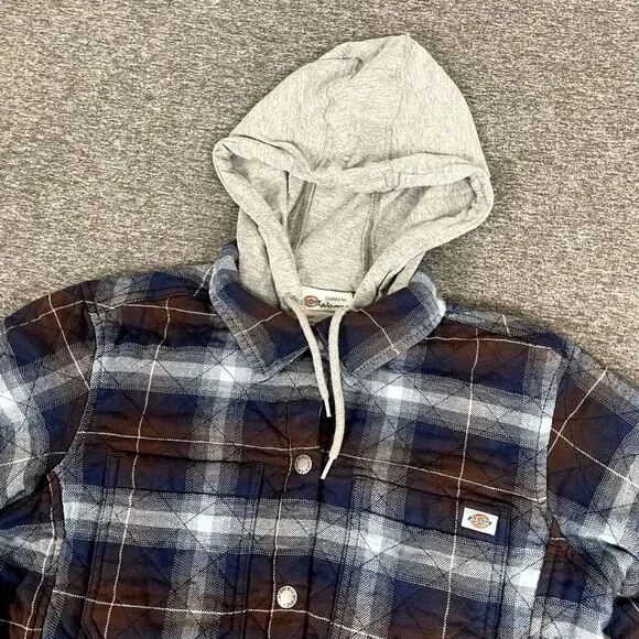 Dickies Hooded Flannel Womens Medium Workwear Warm - Picture 3 of 8